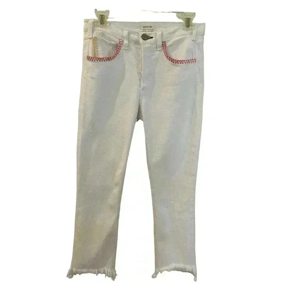 MCGUIRE White Denim Jeans with Embroidered Pockets Anthropologie Size 28 - Picture 1 of 12